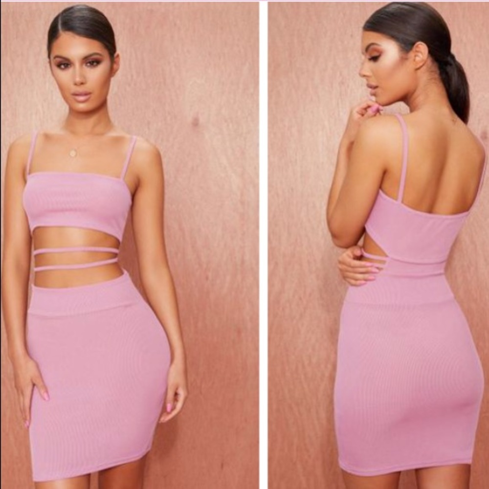 Sexy mauve mini dress .